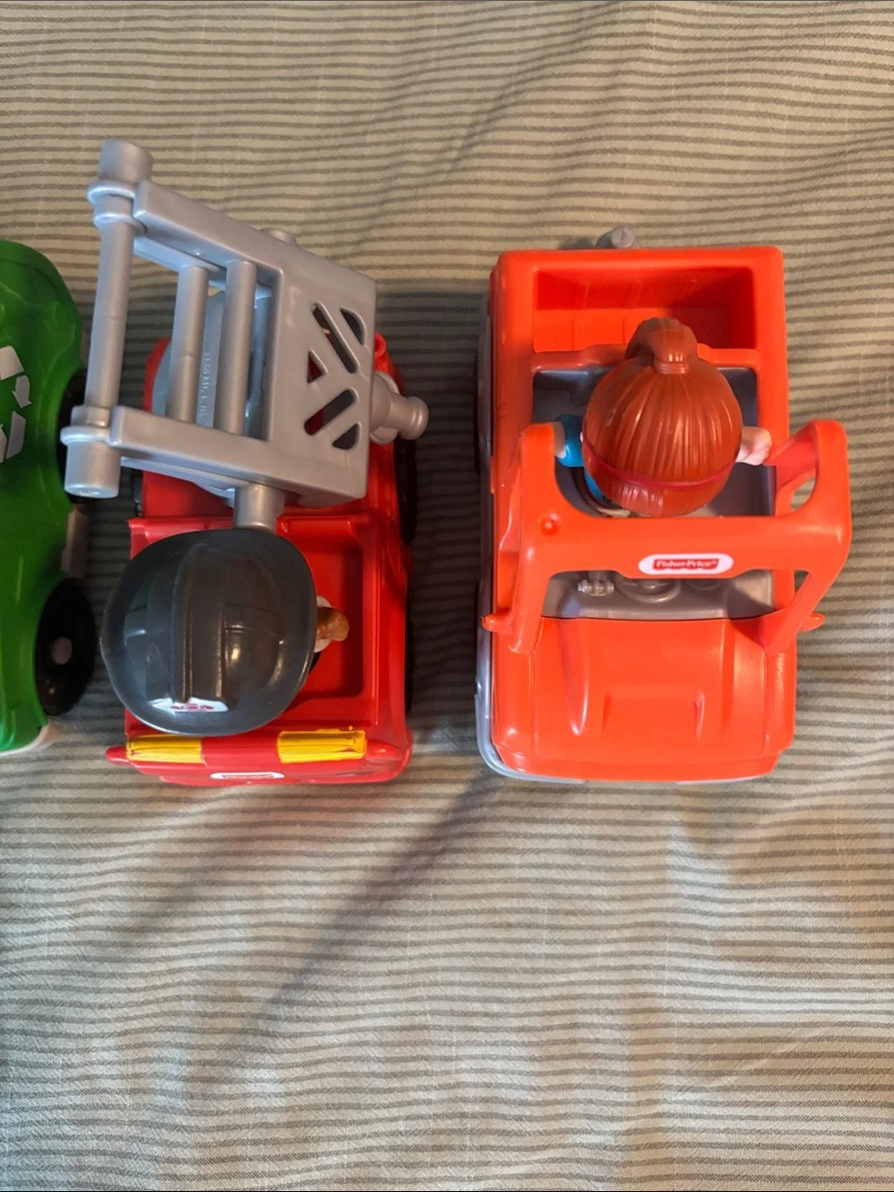 Fisher-Price Little People cars and figures, fire truck, pizza delivery, trash